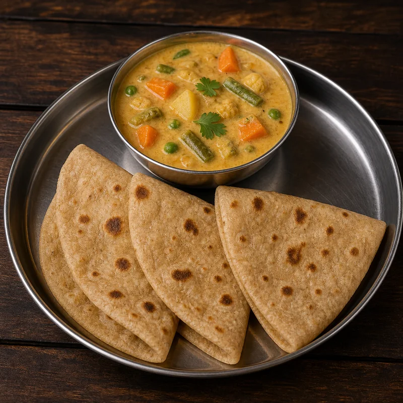 Chappathi Vegetable Kurma (3 pcs) prepared for serving