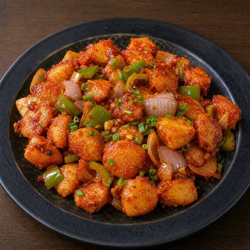 Chilli Idly prepared for serving