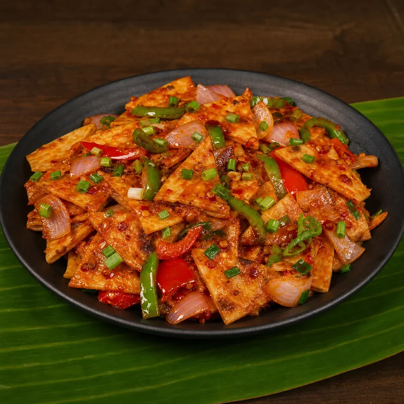 Chilli Paratha prepared for serving