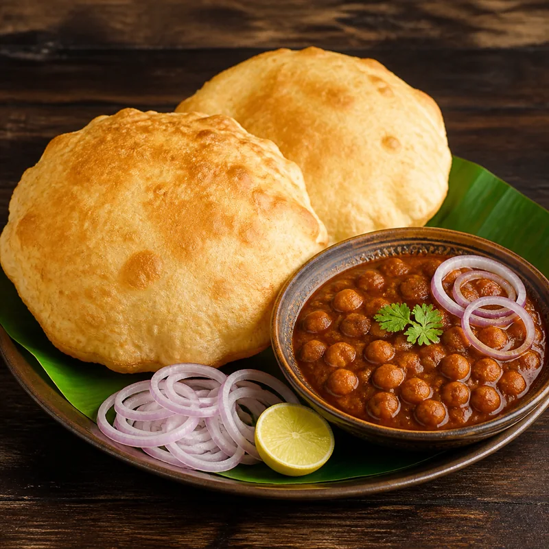 Chole Bhature prepared for serving