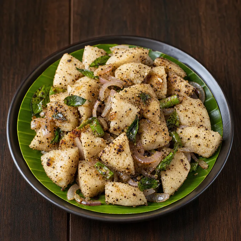 Pepper Idly prepared for serving