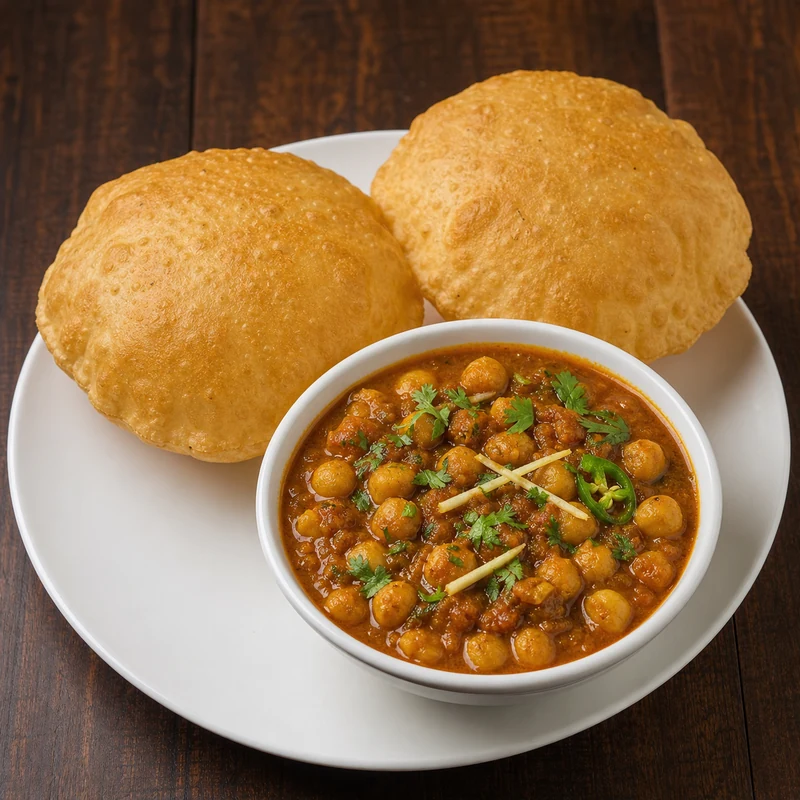 Poori Channa Masala prepared for serving
