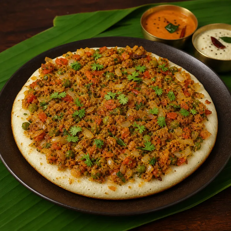 Veg Keema Uthappam prepared for serving