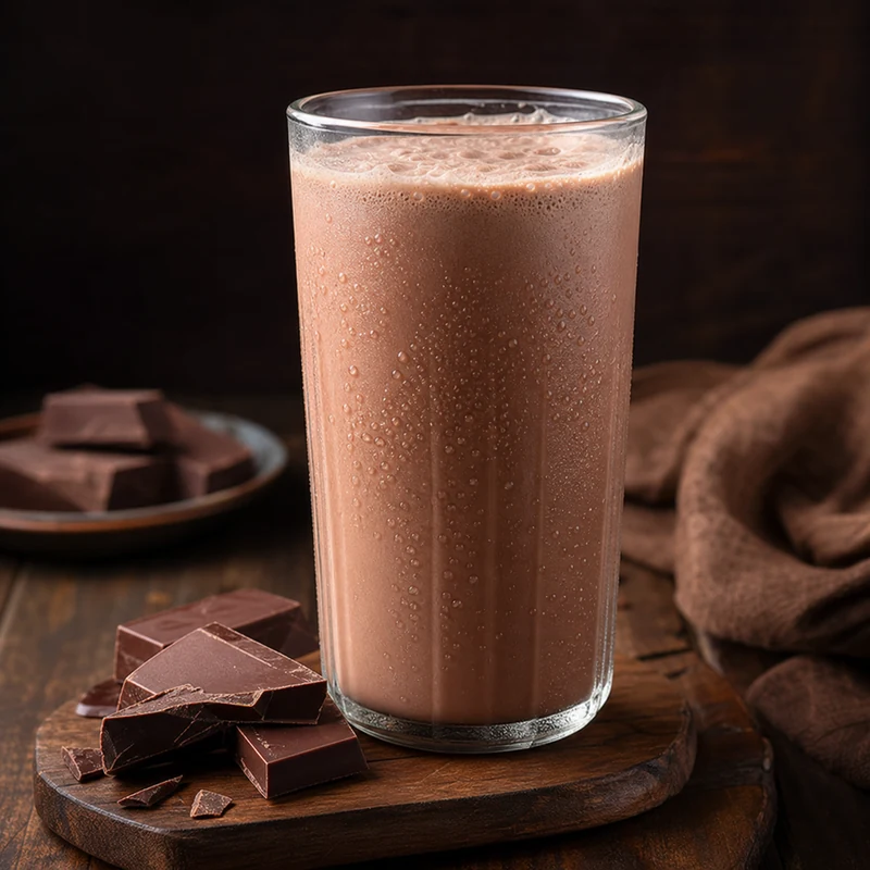 Cold Chocolate Milk prepared for serving