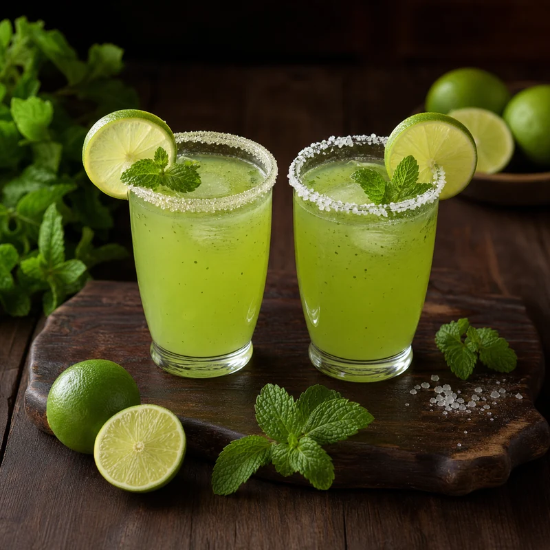 Fresh Lime Mint Juice (Sweet / Salt) prepared for serving