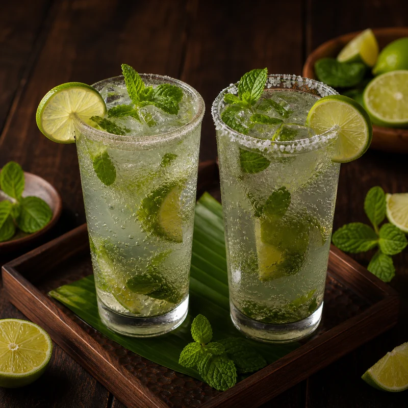 Fresh Lime Mint Soda (Sweet / Salt) prepared for serving