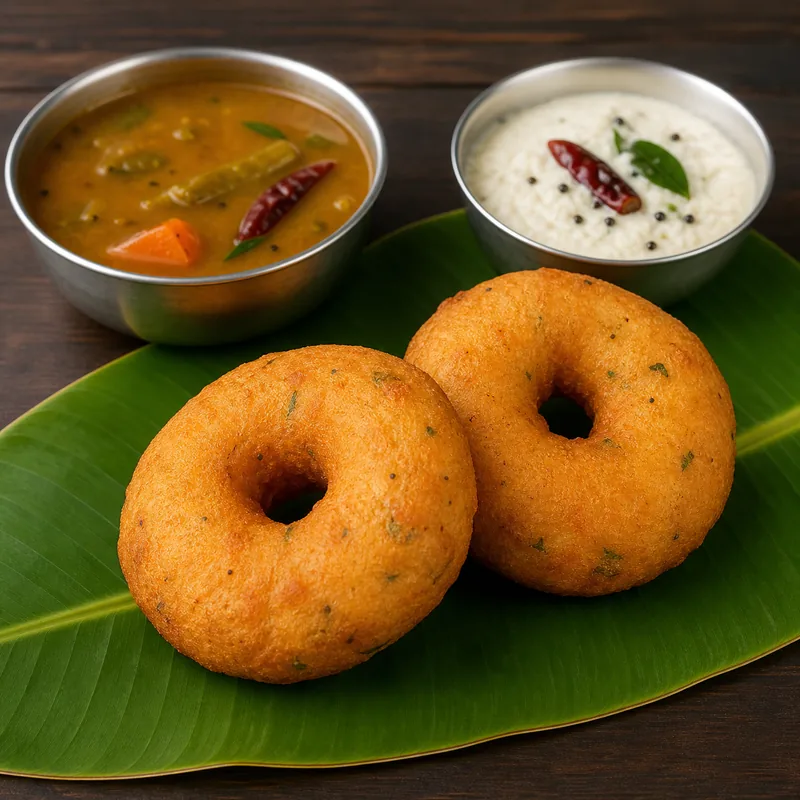 Medhu Vada (2 pcs) prepared for serving