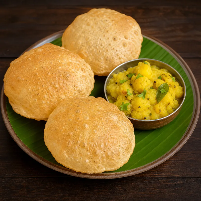 Poori Masala (3 pcs) prepared for serving