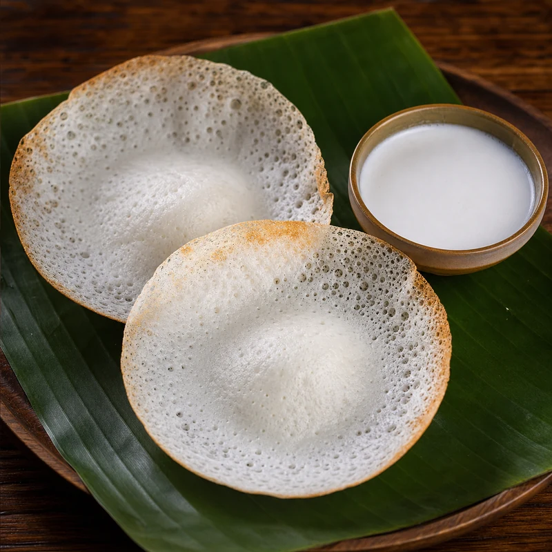 Appam with Coconut Milk (2 pcs) prepared for serving