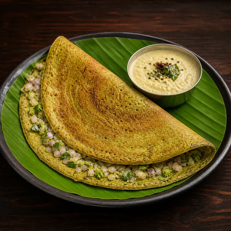 Pesarattu Dosa prepared for serving