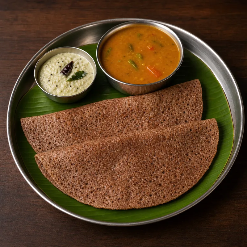 Raggi Dosa (2 pcs) prepared for serving