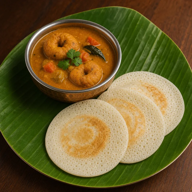Set Dosa Vadacurry prepared for serving