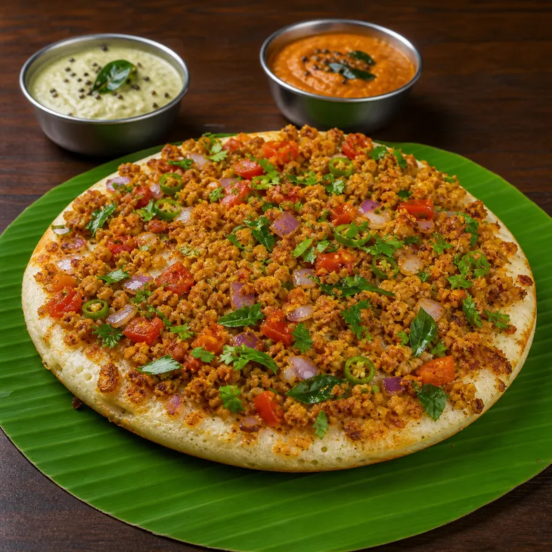 Soya Keema Uthappam prepared for serving