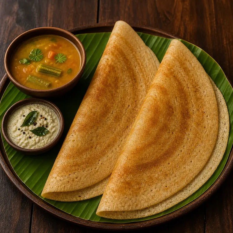 Wheat Dosa (2 pcs) prepared for serving