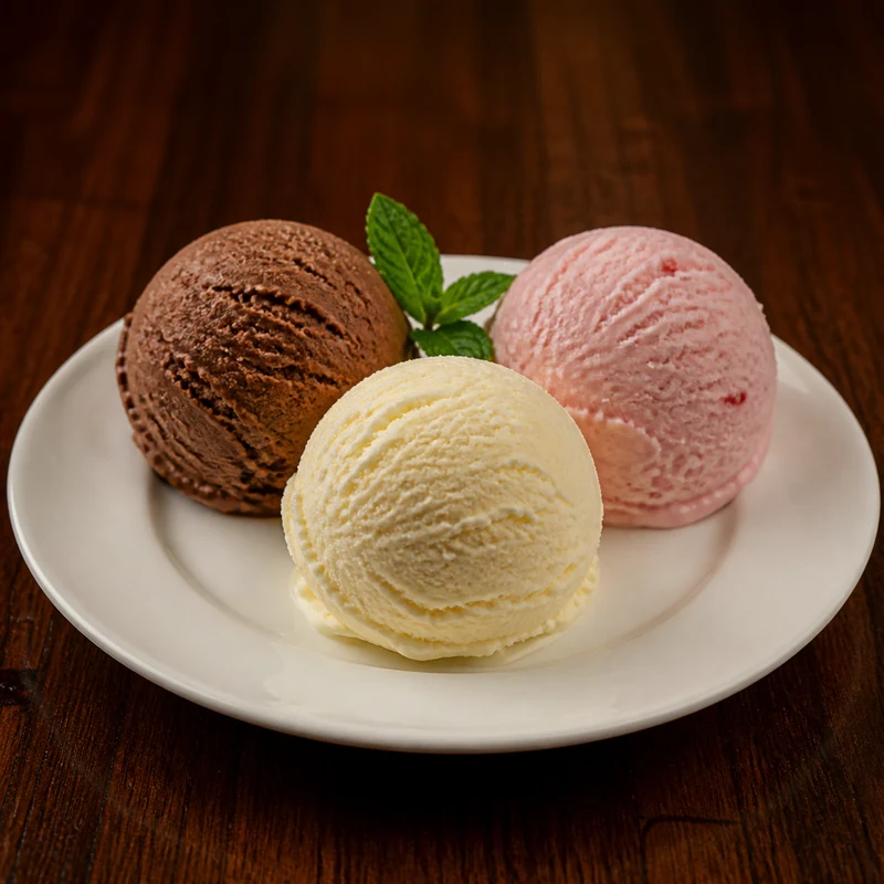 Trio Ice Cream prepared for serving