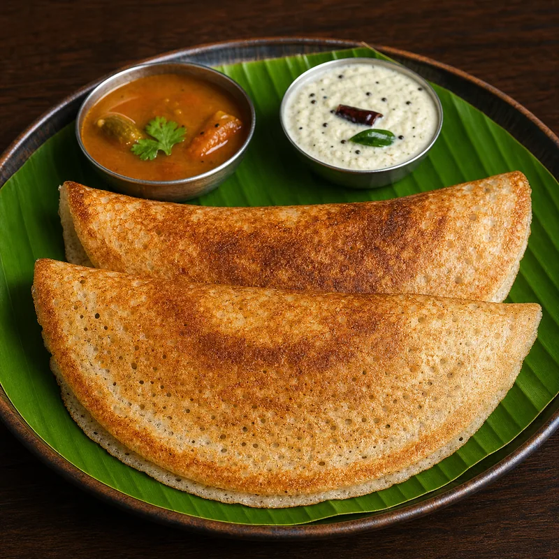 Kal Dosa (2 pcs) prepared for serving