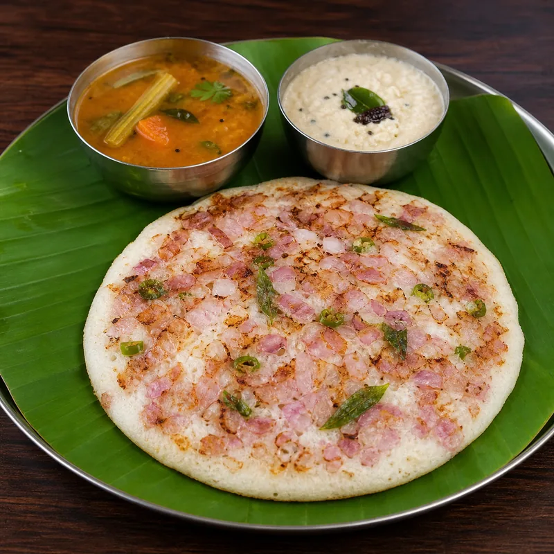 Onion Uthappam prepared for serving