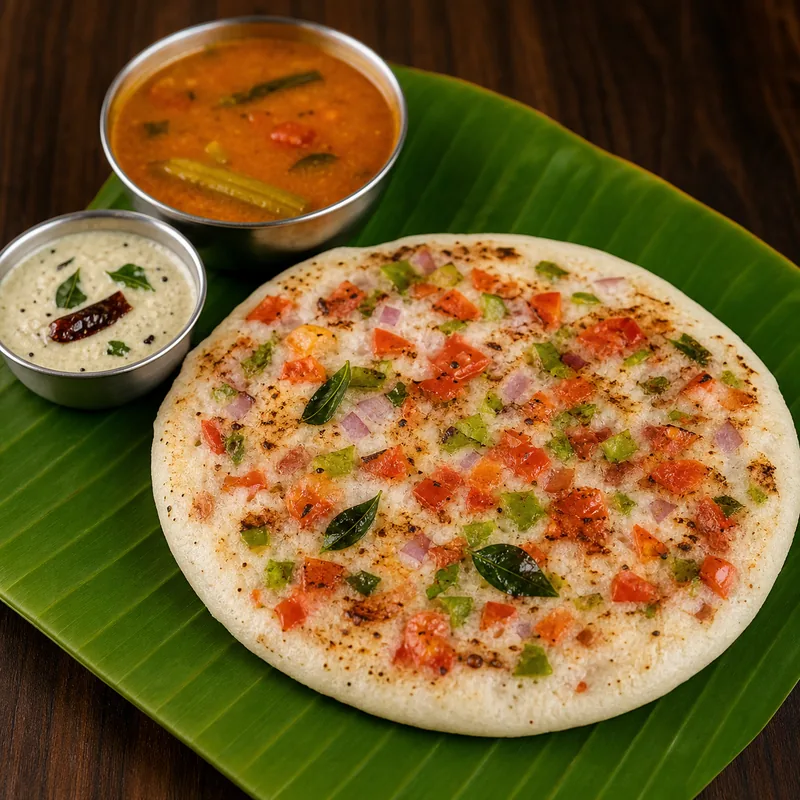 Vegetable Uthappam prepared for serving