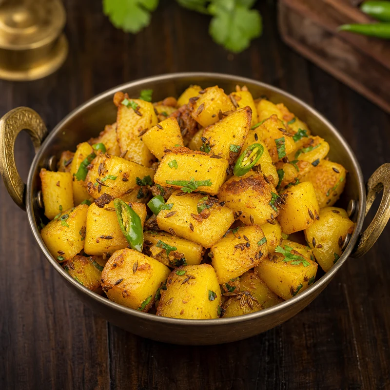 Aloo Jeera Fry (Dry) prepared for serving