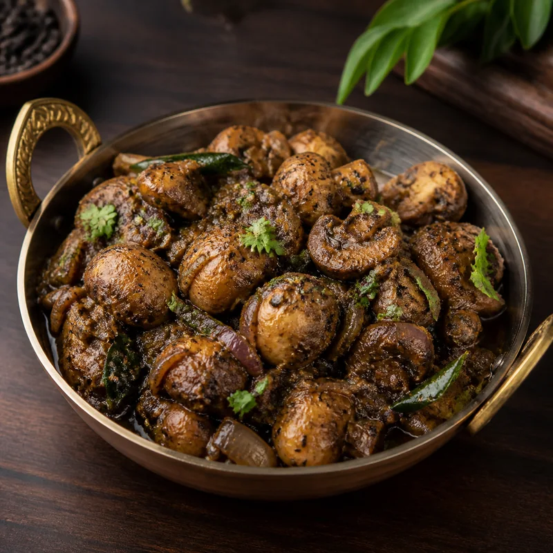 Mushroom Pepper Masala prepared for serving