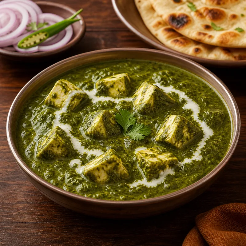 Palak Paneer prepared for serving