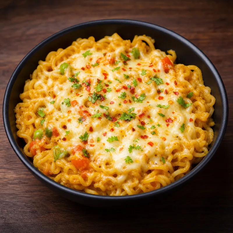 Cheese Maggi prepared for serving