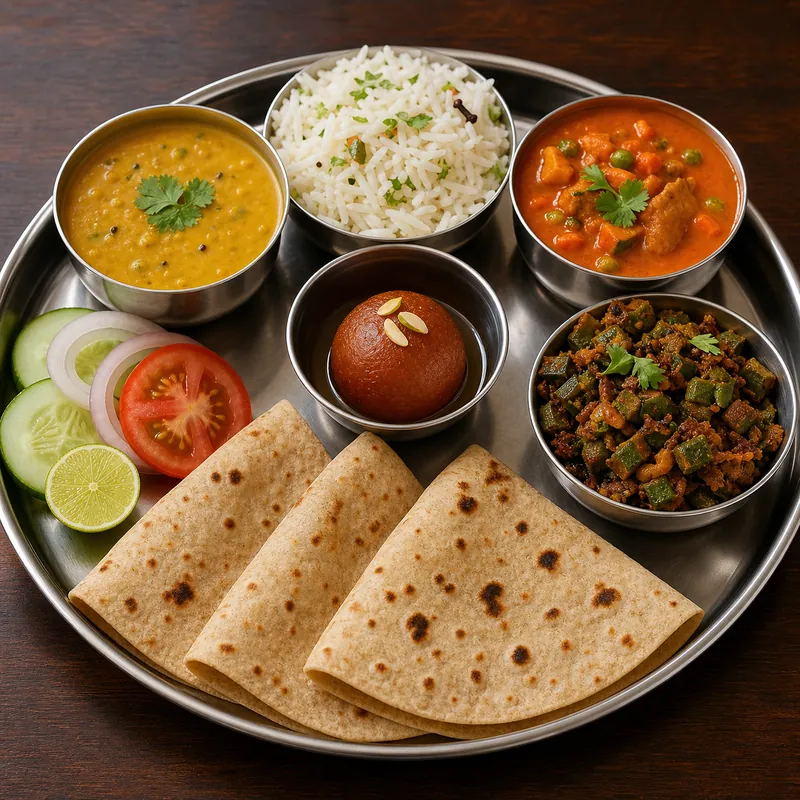 North Indian Combo Lunch prepared for serving