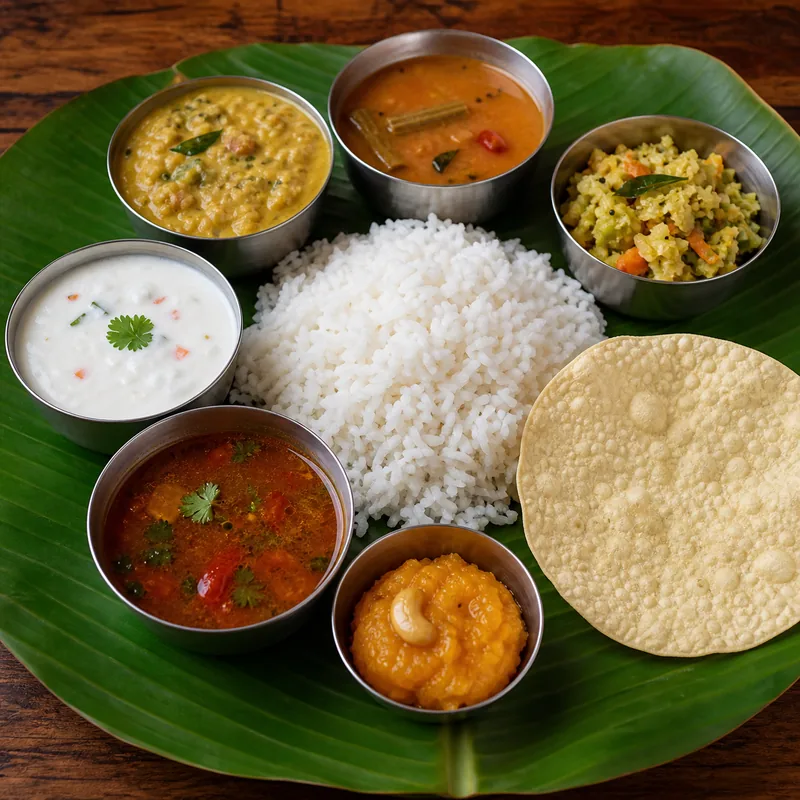 South Indian Lunch prepared for serving