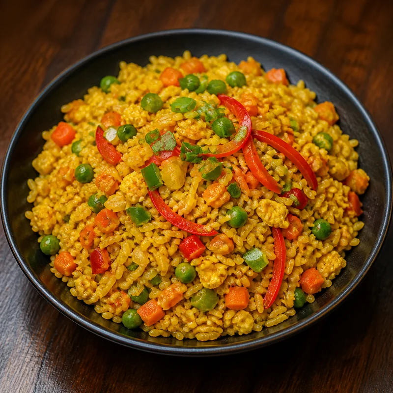 Singapore Fried Rice prepared for serving