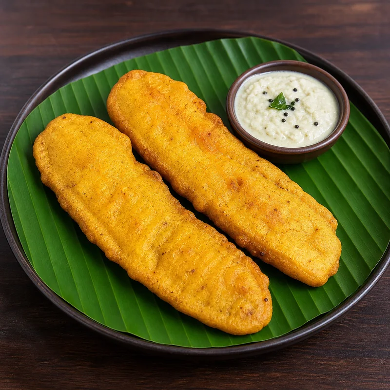 Plantain Bajji (2 pcs) prepared for serving