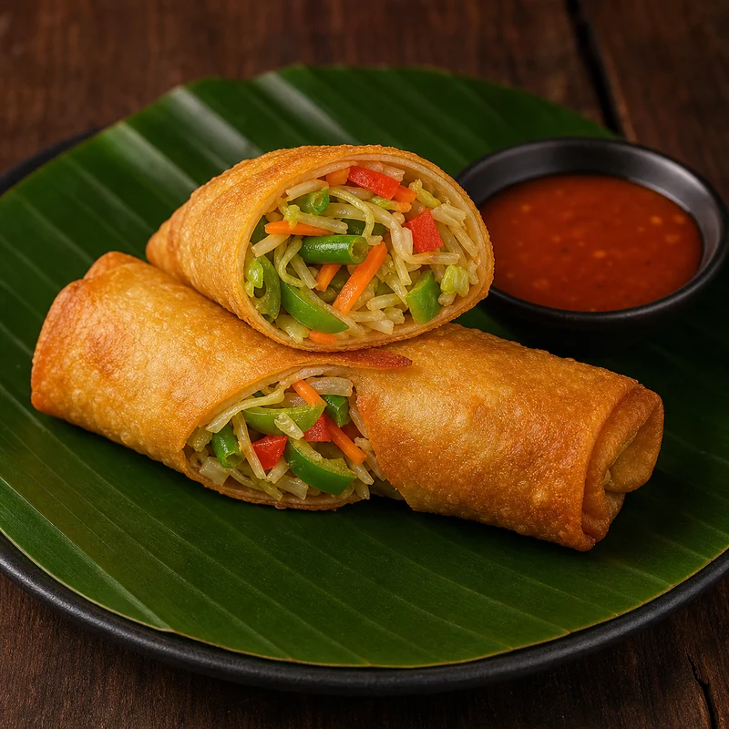 Veg Roll prepared for serving