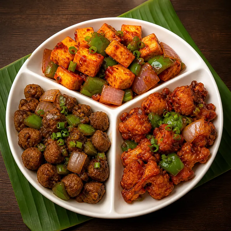Paneer Chilli / Soya Chilli / Gobi Chilli prepared for serving
